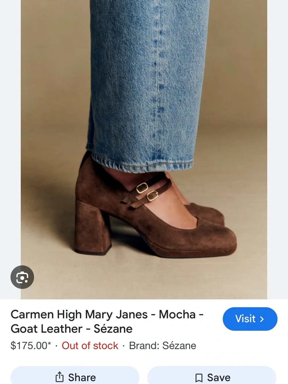 Sezane Carmen Suede Leather Mary Jane Pumps in Brown